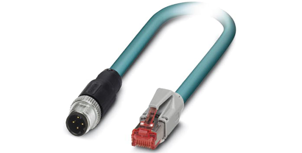 Posital M12 Plug to RJ45 Cordset 4 Pin, 'D' Coded Male 10M PUR Cable