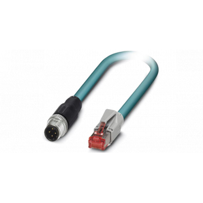 Posital M12 Plug to RJ45 Cordset 4 Pin, 'D' Coded Male 10M PUR Cable